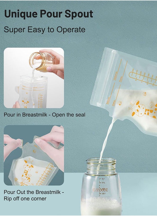 55 Pieces 250ML Healthy Double Zipper Breast Milk Storage Bags