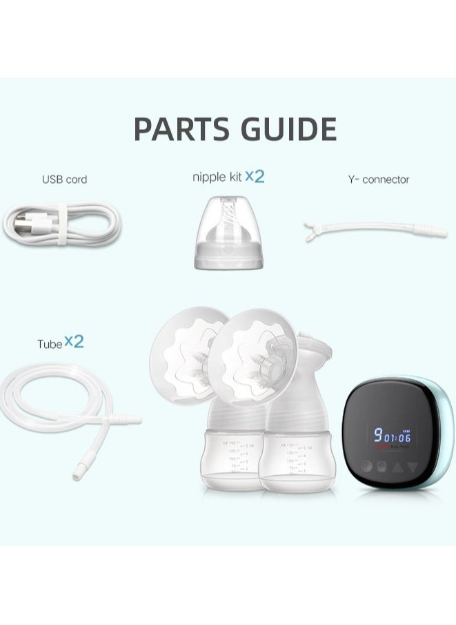 Electric Breast Pump with Bottle, Rechargeable Breast Pump 3 Modes and 27 Suction Levels, Quiet Breast Pump Portable with LED Touch Screen