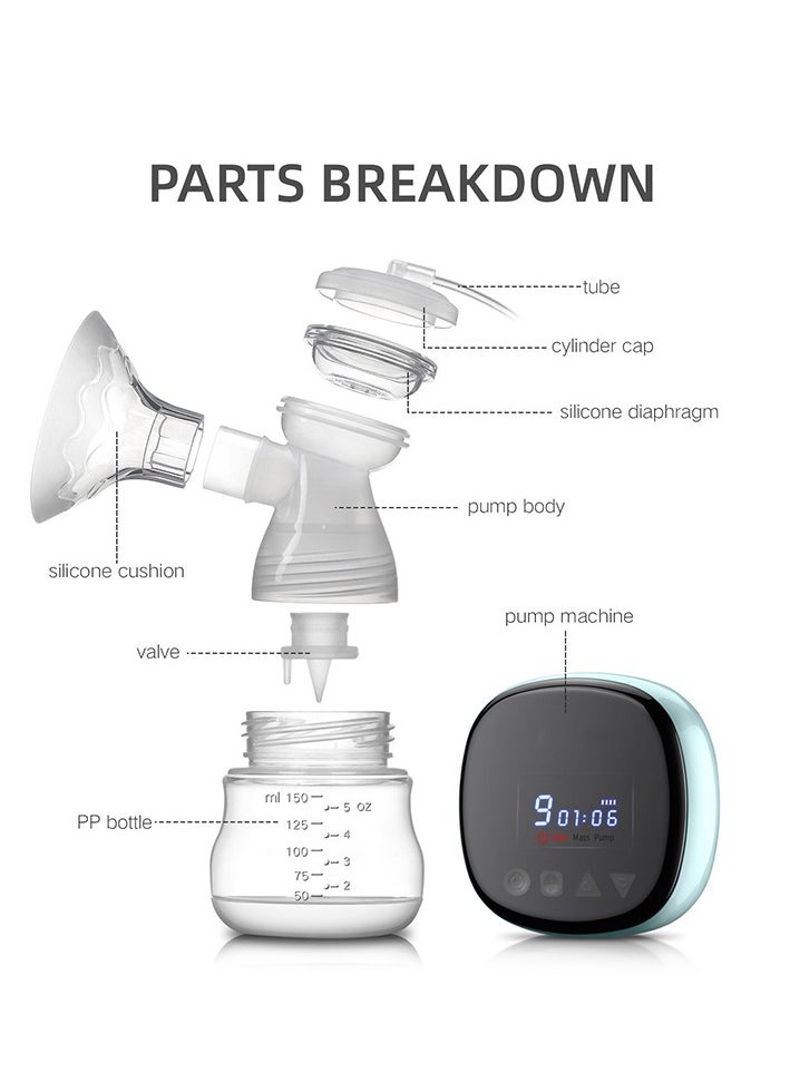 Electric Breast Pump with Bottle, Rechargeable Breast Pump 3 Modes and 27 Suction Levels, Quiet Breast Pump Portable with LED Touch Screen