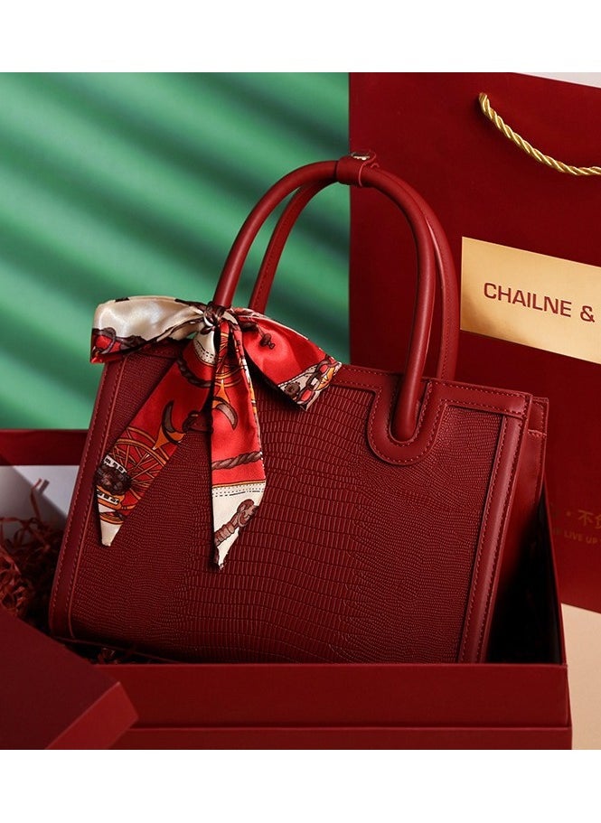 Mother's Day Gift Bag For Middle-Aged Women New Light Luxury Red Wedding Bag High-End And Happy Mother-In-Law Wedding