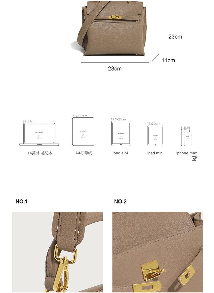 New Retro European And American Fashion High-end Single Shoulder Bag With Texture Hand-Held Crossbody Kelly Bag