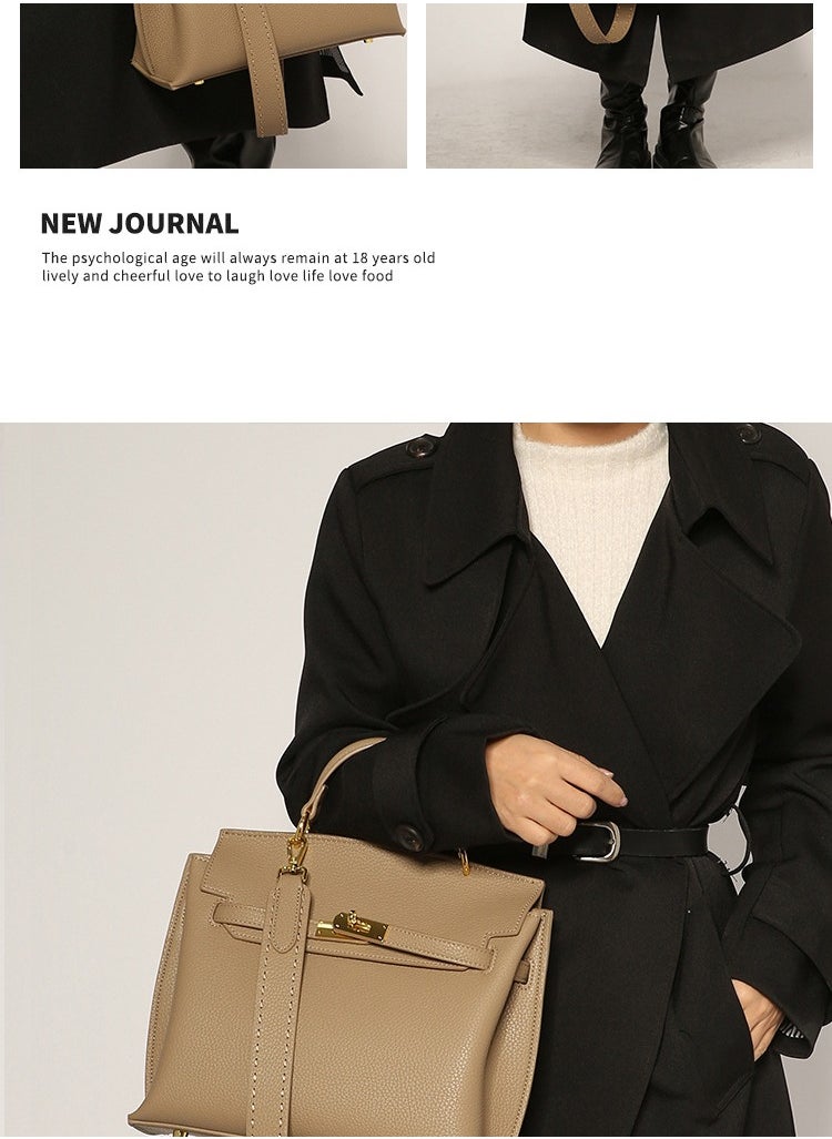 New Retro European And American Fashion High-end Single Shoulder Bag With Texture Hand-Held Crossbody Kelly Bag