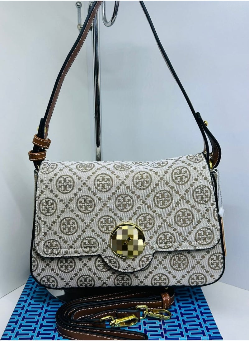 Classic Shoulder Bag with Gold-Tone Accents