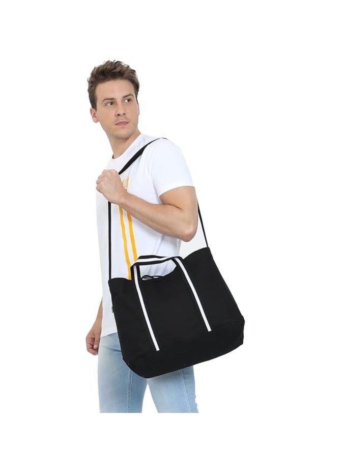 Eco Right Handbag & Shopping Bag Large Beach Bag Bath Bag Canvas Work Bag Men with Crossbody Handle