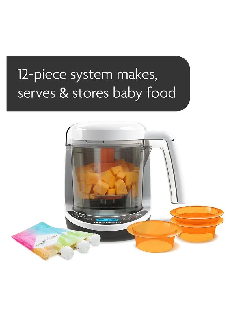 Baby Brezza One Step Baby Food Maker Deluxe – Cooker and Blender in One to Steam and Puree Baby Food for Pouches - Make Organic Food for Infants and Toddlers - Set Includes 3 Pouches and 3 Funnels