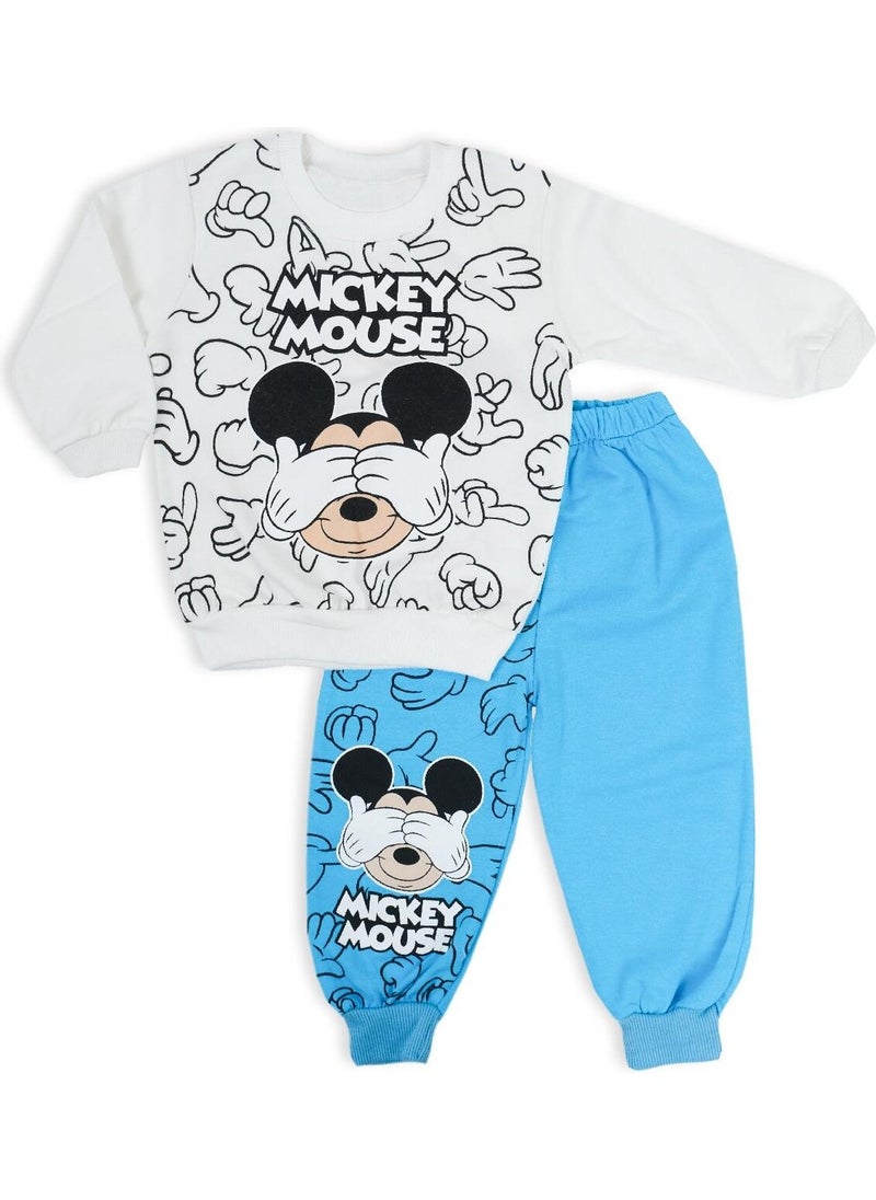 Boys Mickey Mouse Picture Printed 2-Piece Bottom Top Tracksuit Set