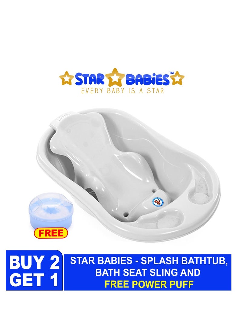 Sun baby Buy 2 Get 1 (Sun baby Splash Bathtub, Baby Sling with Powder Puff Free) - White/Blue