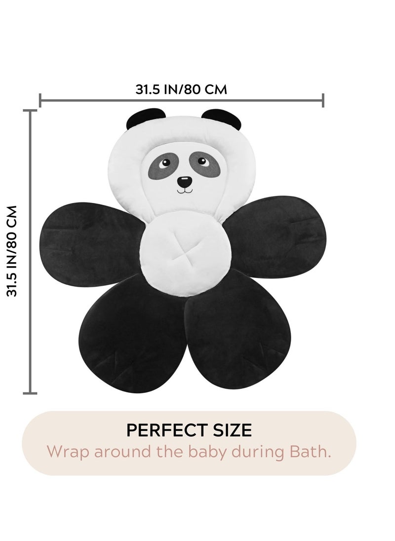 PandaEar Baby Bath Pad for Infant Newborn | Bath Seat Soft Panda Cushion Mat for Sink Bathtub Essentials Shower Gift (Black)