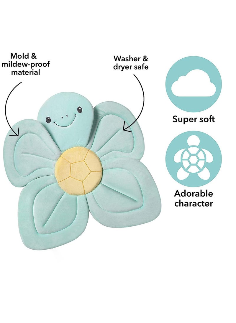 Nuby Turtle Baby Bath Cushion for Bathtub or Sink, Soft and Easy to Dry Fabric, 0-6 Months, Turquoise