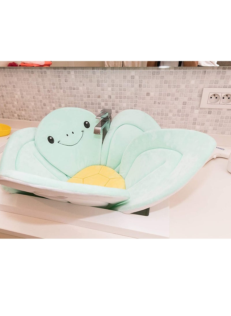 Nuby Turtle Baby Bath Cushion for Bathtub or Sink, Soft and Easy to Dry Fabric, 0-6 Months, Turquoise