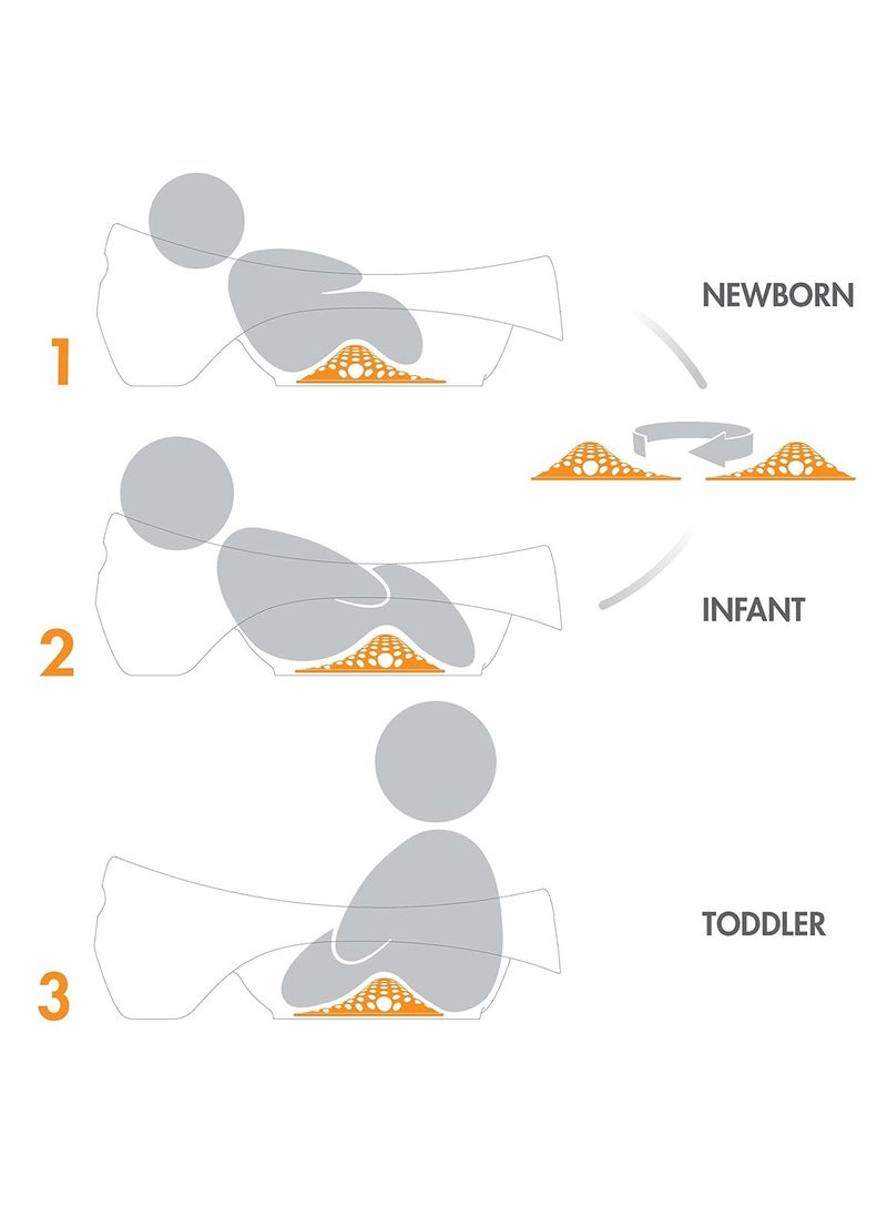 Boon Soak 3 Stage Baby Bathtub - Baby Bath Tub with Three Support Positions for Newborn to Toddlers - Color Changing Drain Plug for Ideal Bath Temperature - Gray - Ages 0 to 18 Months and Up