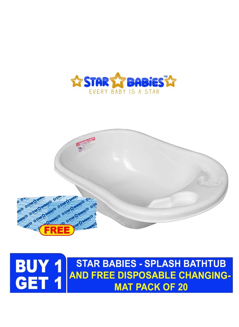 Sunbaby - Buy 1 Get 1 (Splash Bath Tub with Free 20pcs Disposable Changing mat- White