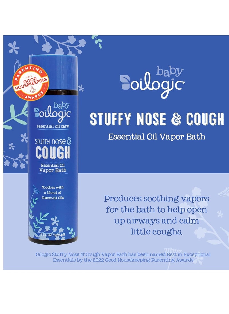 Oilogic Stuffy Nose and Cough Vapor Bath Relief for Babies & Toddlers, Essential Oil Breathe Blend - Naturally Soothes with 100% Pure Lavandin, Orange, Eucalyptus Oil & More - 266ml (9 fl oz)