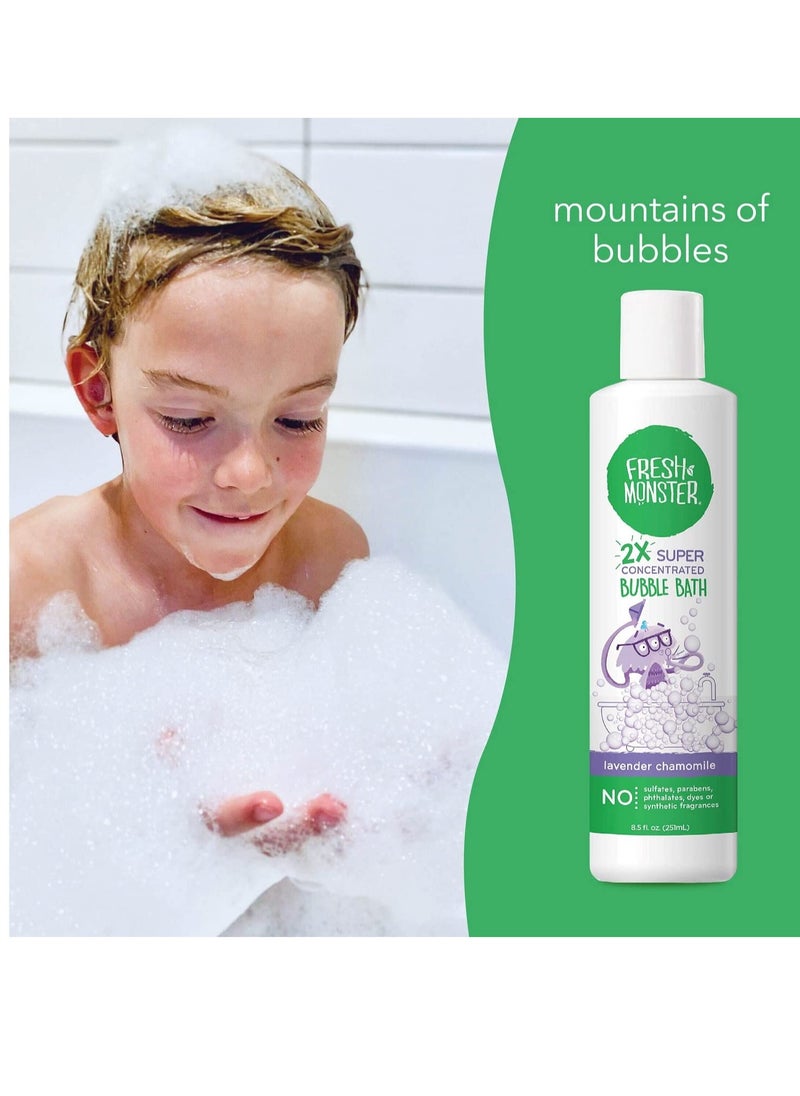 Fresh Monster Kids Foaming Bubble Bath | Hypoallergenic, Natural for Kids & Toddlers | Super Concentrated | Soothing Lavender Scent | Bath Time Essentials