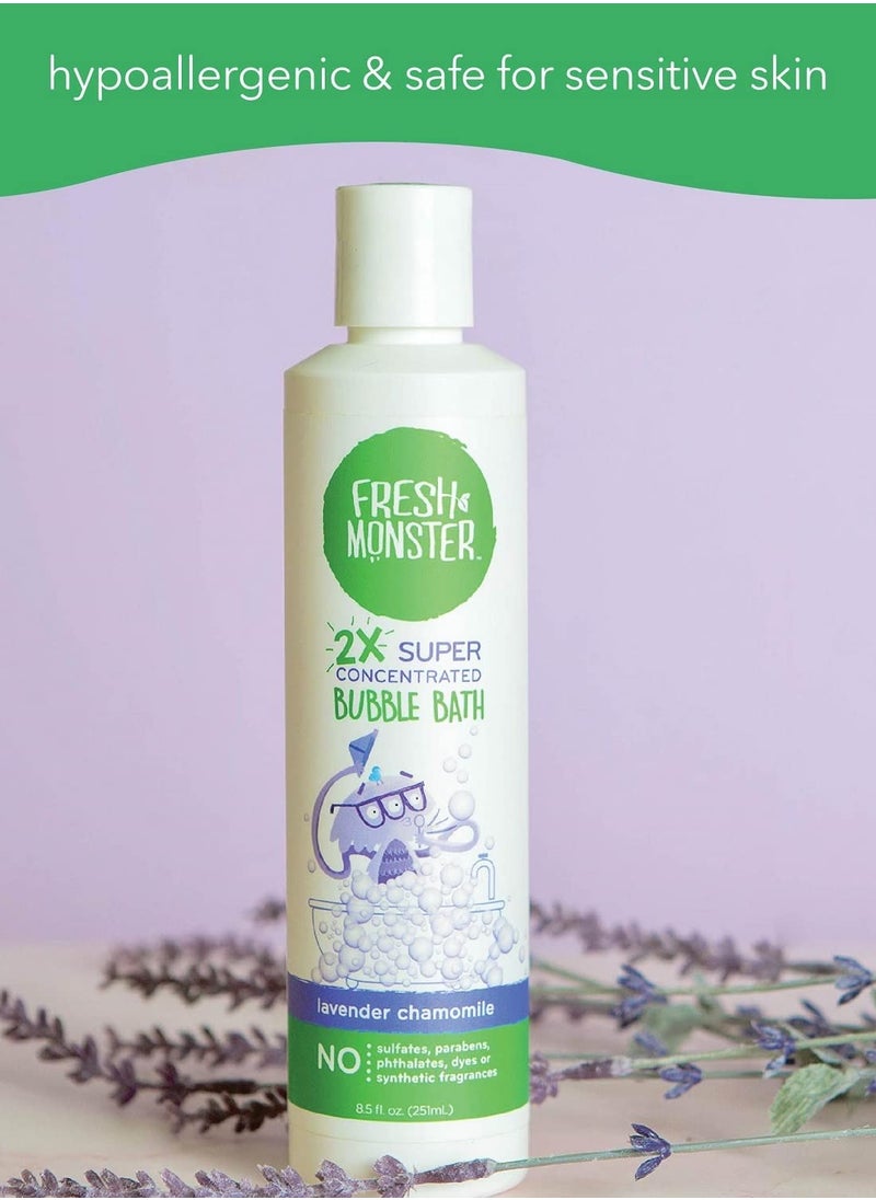 Fresh Monster Kids Foaming Bubble Bath | Hypoallergenic, Natural for Kids & Toddlers | Super Concentrated | Soothing Lavender Scent | Bath Time Essentials
