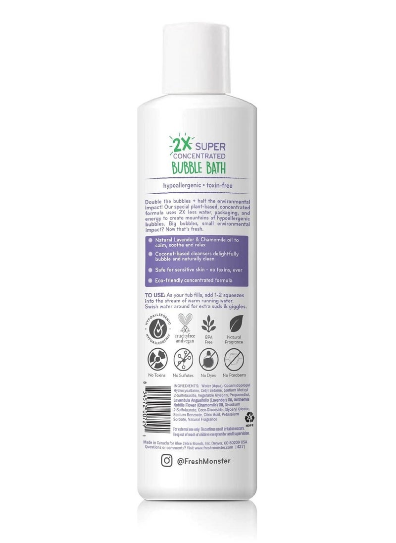 Fresh Monster Kids Foaming Bubble Bath | Hypoallergenic, Natural for Kids & Toddlers | Super Concentrated | Soothing Lavender Scent | Bath Time Essentials