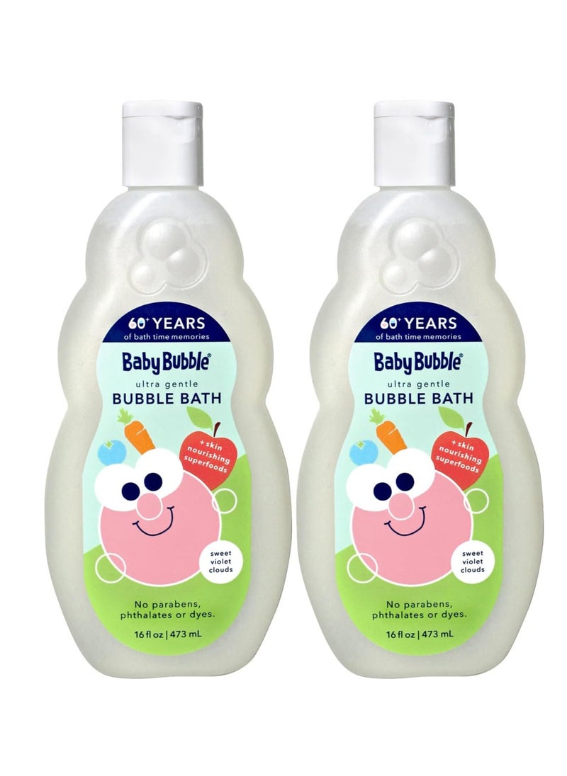 Mr. Bubble Baby Bubble Ultra Gentle Bubble Bath, Sweet Violet Clouds Scent, 16 oz., Pack of 2