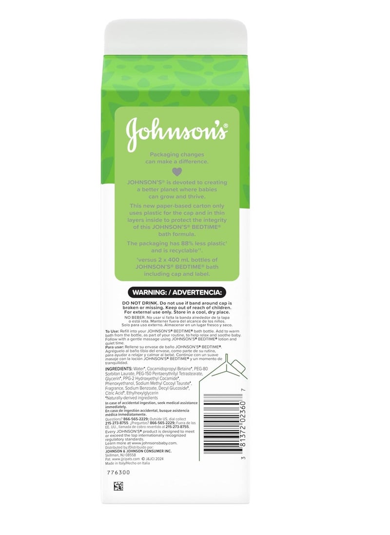 Johnson's Bedtime Bath with Relaxing & Soothing NaturalCalm Aromas, Hypoallergenic, Gentle & Tear-Free Nighttime Bubble Bath for Babies & Kids, Value Size Refill, 33.8 fl. Oz