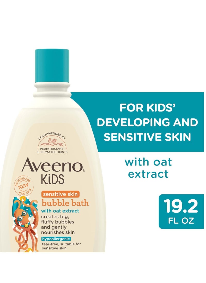 Aveeno Kids Bubble Bath, Children's Bubble Bath for Sensitive Skin with Oat Extract, Kid's Bath Liquid Nourishes Skin & Makes Big, Fluffy Bubbles for Bath Time Fun, Dye-Free, 19.2 fl. Oz