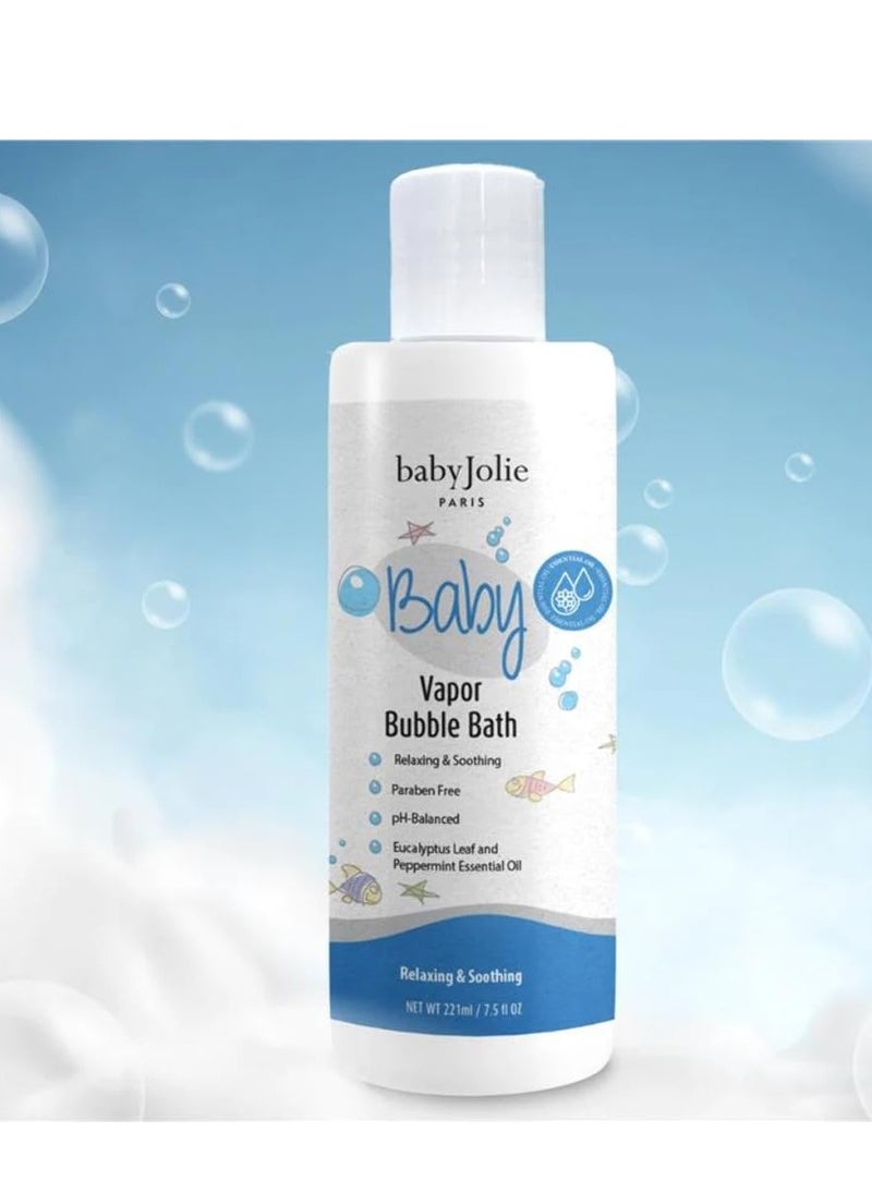 Baby Jolie Vapor Bubble Bath - Baby & Kids Bathing Aromatherapy for Stuffy Nose and Cough Relief, Made with Eucalyptus and Peppermint Extract, Natural Essential Oils, 7.5 oz