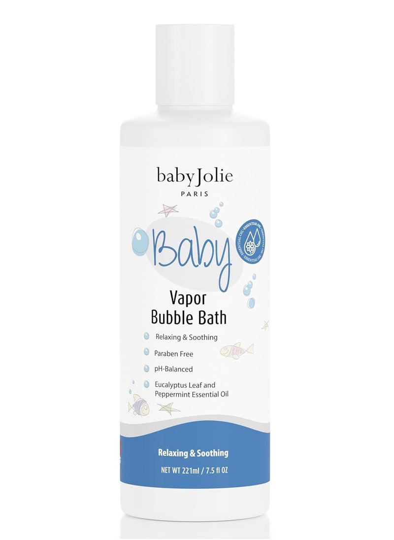 Baby Jolie Vapor Bubble Bath - Baby & Kids Bathing Aromatherapy for Stuffy Nose and Cough Relief, Made with Eucalyptus and Peppermint Extract, Natural Essential Oils, 7.5 oz