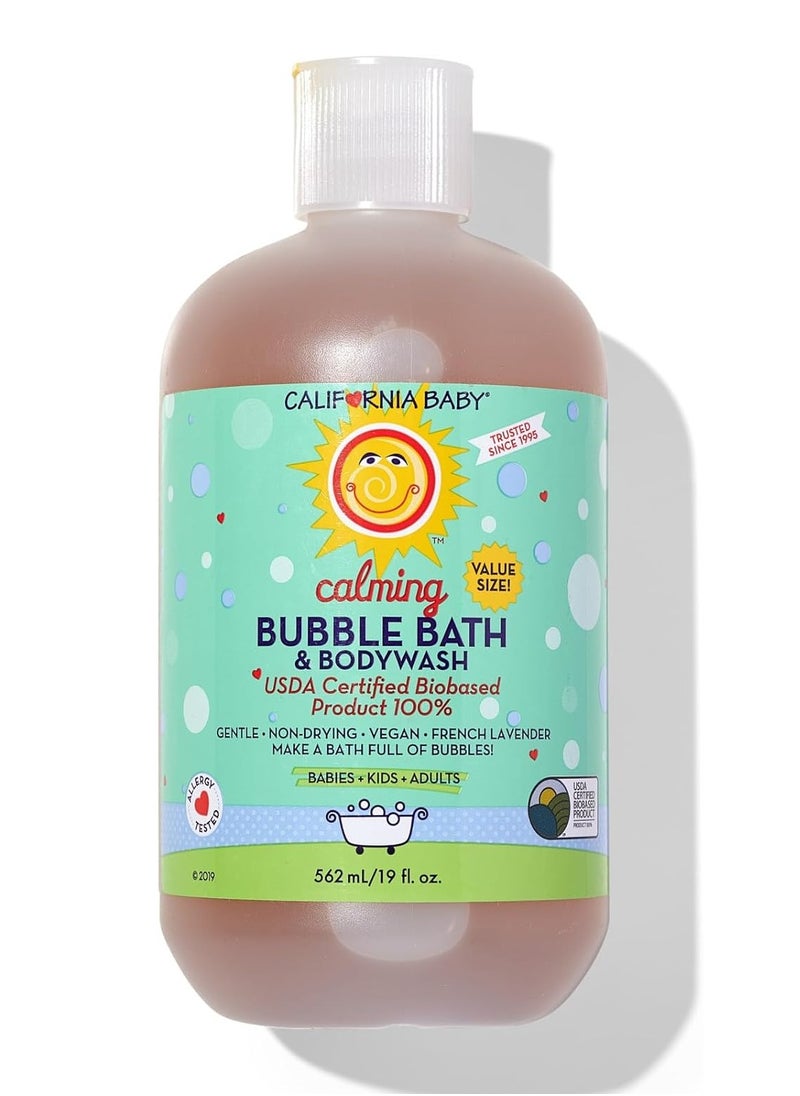 California Baby Calming Bubble Bath - Calming Scent of Lavender & Clary Sage Essential Oils, Perfect Before Bedtime, 100% Plant-Based - USDA Certified, Calming, 19 oz