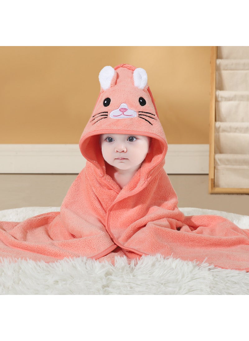 Kids Hooded Bath Towel Wrap Soft Quick-Dry Orange kitten 80*80cm [newborn style comes with square towel] suitable for 0-2 years old