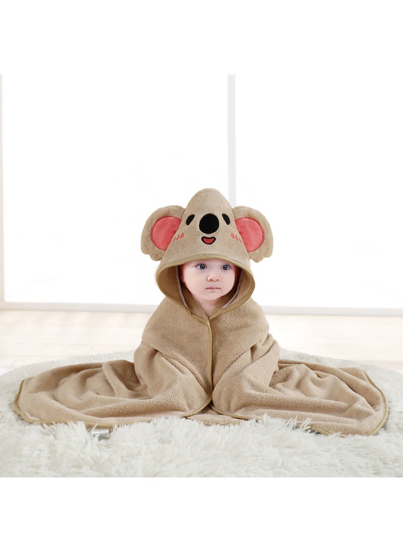 Kids Hooded Bath Towel Wrap Soft Quick-Dry Brown koala 80*80cm [newborn style comes with square towel] suitable for 0-2 years old