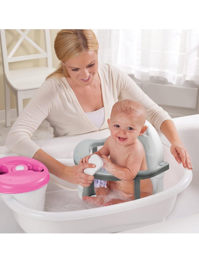 Foldable Baby Bathtub Seat, Non Slip Baby Bath Seat, Baby Bath Chair Bath Seat for Baby Sitting Up, Cute Shape Surround Baby Bathtub Seat with Suction Cups for Baby 6-18 Months (Grey)