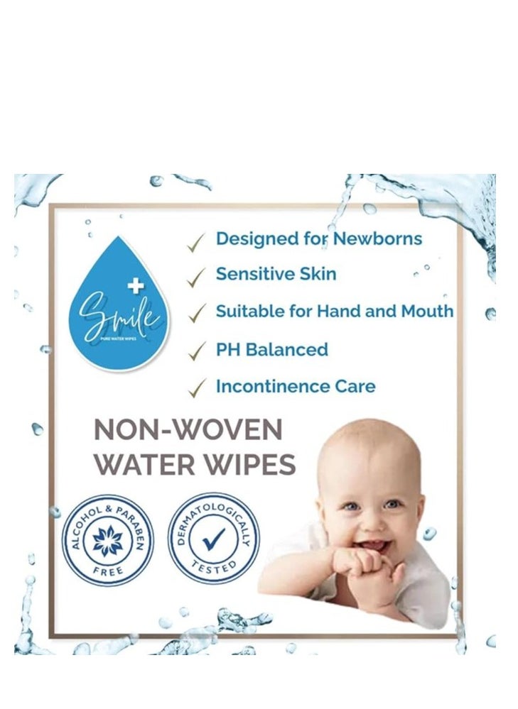 SmilePlus Pure Water Tissue 80'S - Gentle Hypoallergenic Wipes for Sensitive Skin - Fragrance Free & Alcohol-Free - Pure Water - SPECIAL OFFER 10 + 2 FREE - 800 Wipes