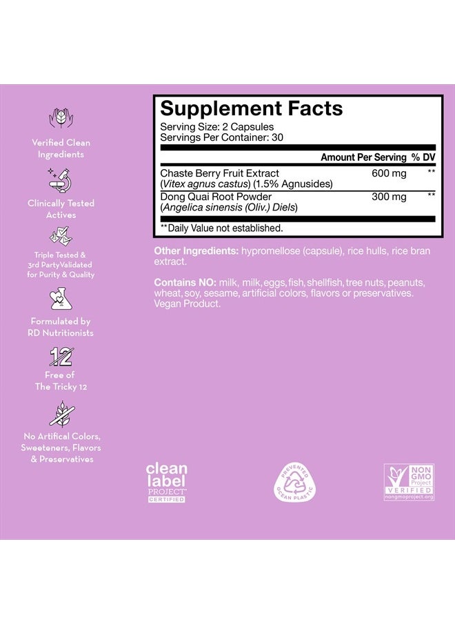 Hormone Balance - Supplement for Women's Health - Support for Cramps, Cravings, Irritability & Hormonal Balance - Chasteberry & Dong Quai Women's Monthly Support (60-Count)