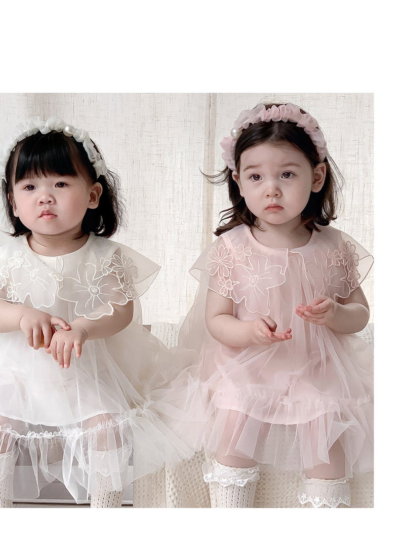 Girl's Western style Sweet Mesh Flower Doll Collar Princess Dress