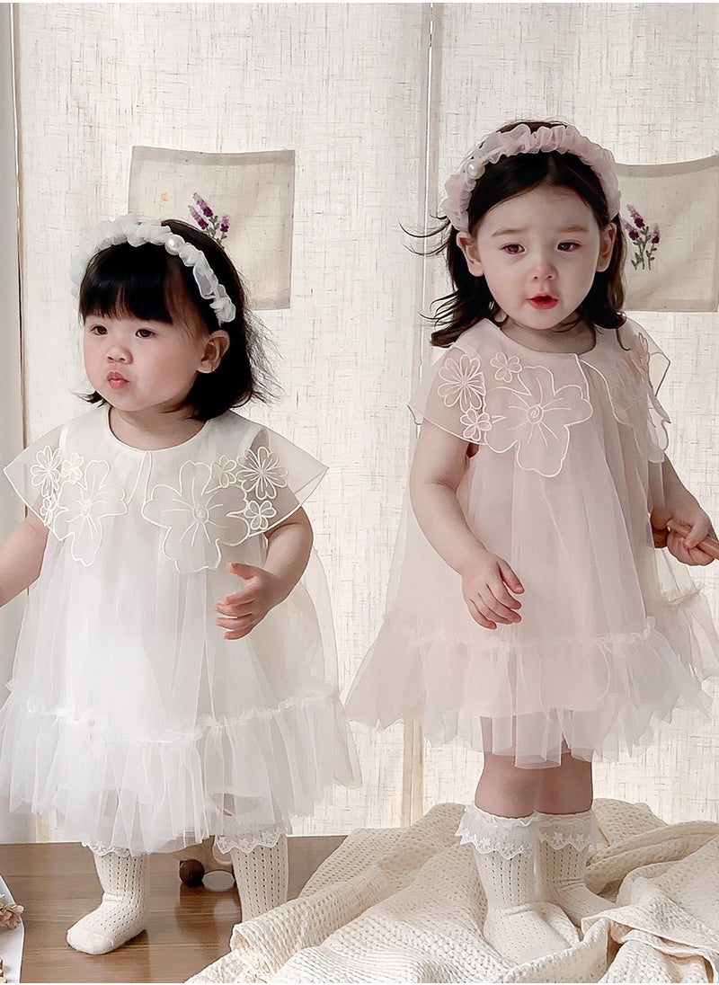 Girl's Western style Sweet Mesh Flower Doll Collar Princess Dress