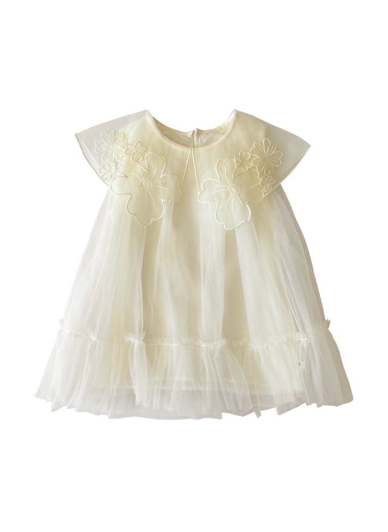 Girl's Western style Sweet Mesh Flower Doll Collar Princess Dress