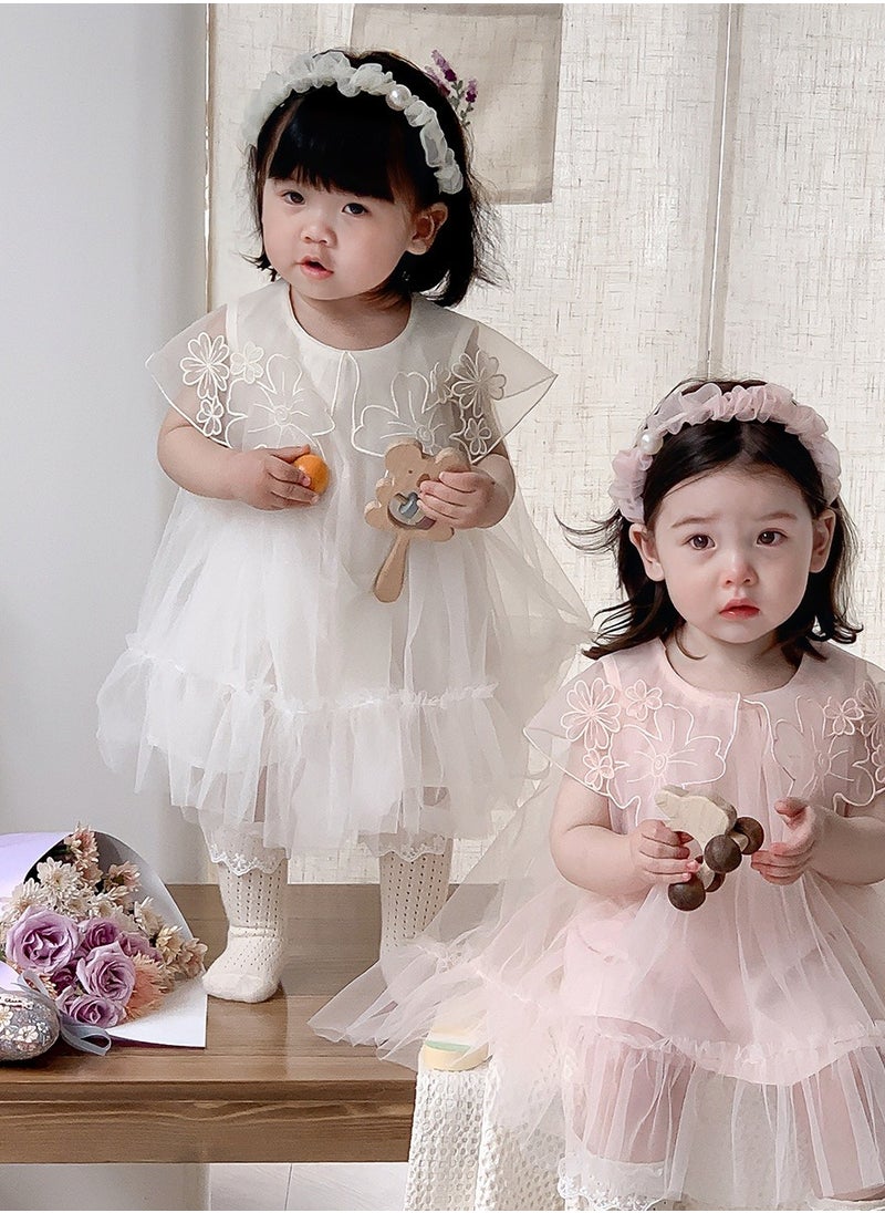 Girl's Western style Sweet Mesh Flower Doll Collar Princess Dress