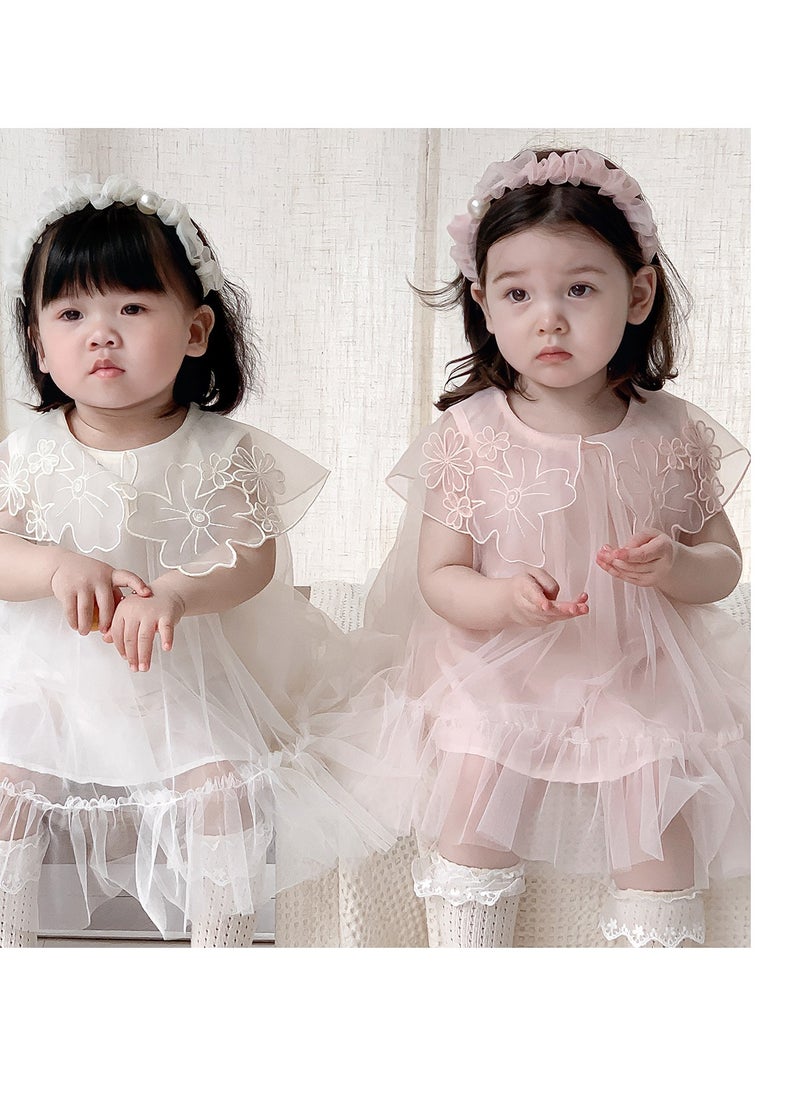 Girl's Western style Sweet Mesh Flower Doll Collar Princess Dress