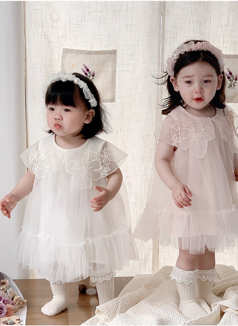 Girl's Western style Sweet Mesh Flower Doll Collar Princess Dress