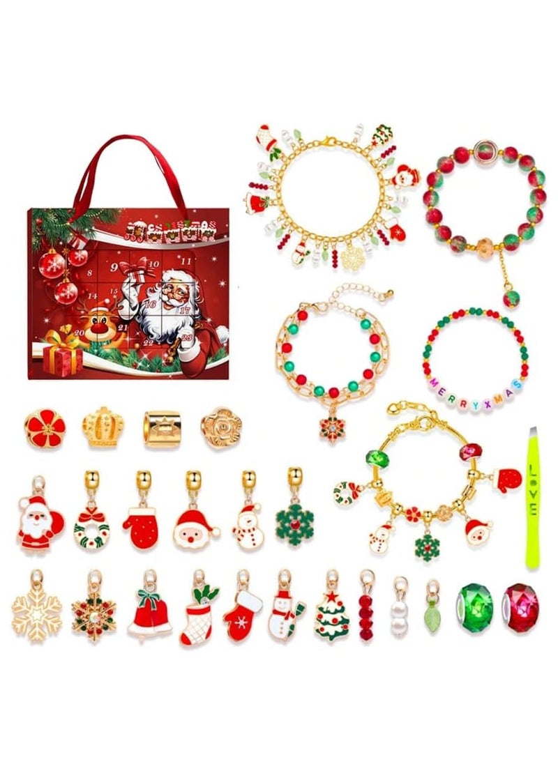 BrainGiggles Christmas Advent Calendar 2024 for Girls – DIY Jewellery Set Santa Advent Calendar with 24 Surprise Boxes – Christmas Gift for Kids - Christmas Calendar for Xmas Decorations