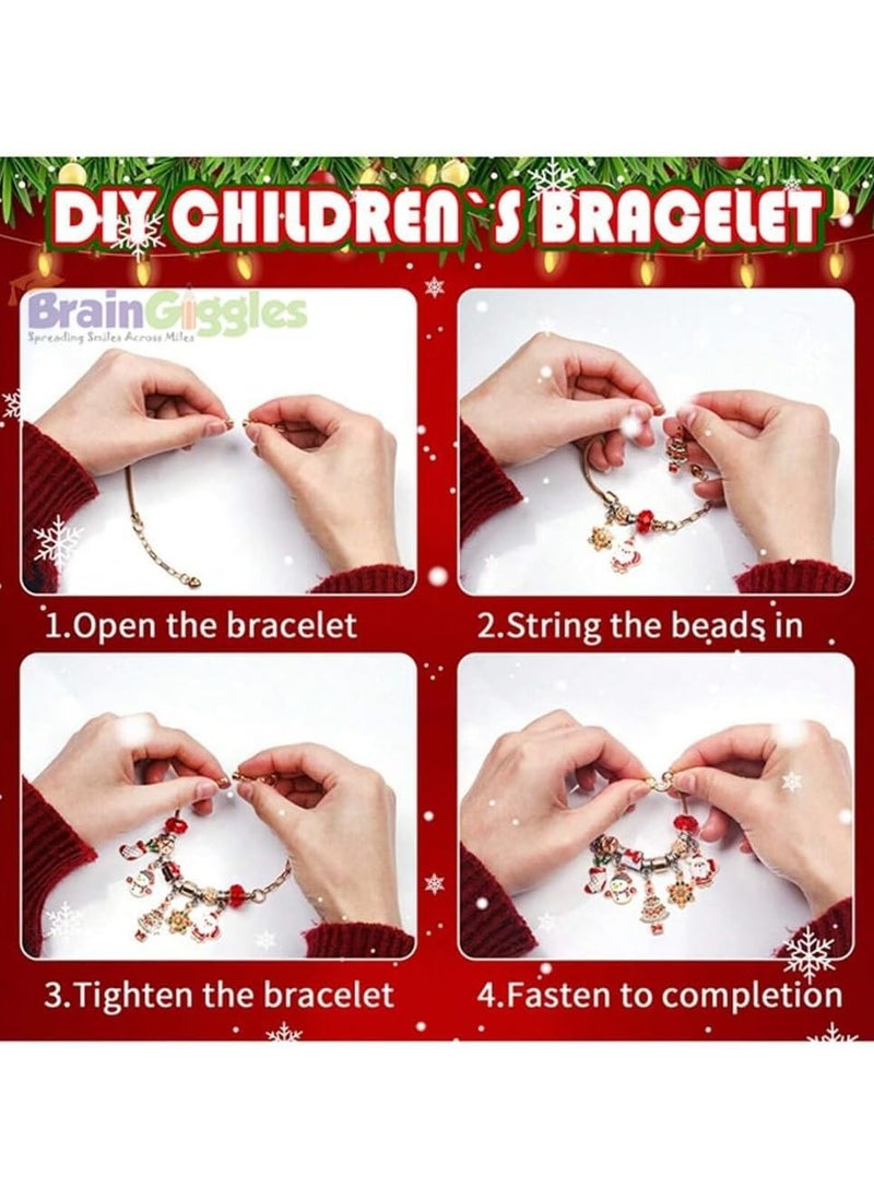 BrainGiggles Christmas Advent Calendar 2024 for Girls – DIY Jewellery Set Santa Advent Calendar with 24 Surprise Boxes – Christmas Gift for Kids - Christmas Calendar for Xmas Decorations