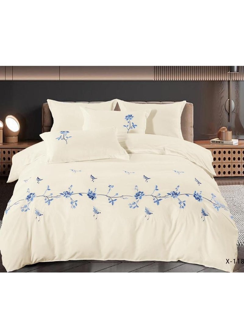 MMM HOME Embroidered 6pcs Super King/King/Single size High Cotton Hotel Master Quality Bedding Set Duvet Cover/Bedsheet/Pillow covers set