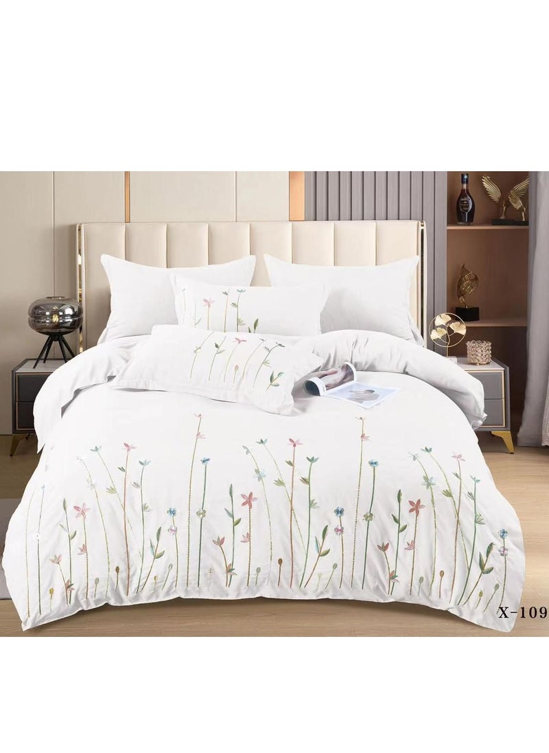 MMM HOME Embroidered 6pcs Super King/King/Single size High Cotton Hotel Master Quality Bedding Set Duvet Cover/Bedsheet/Pillow covers set