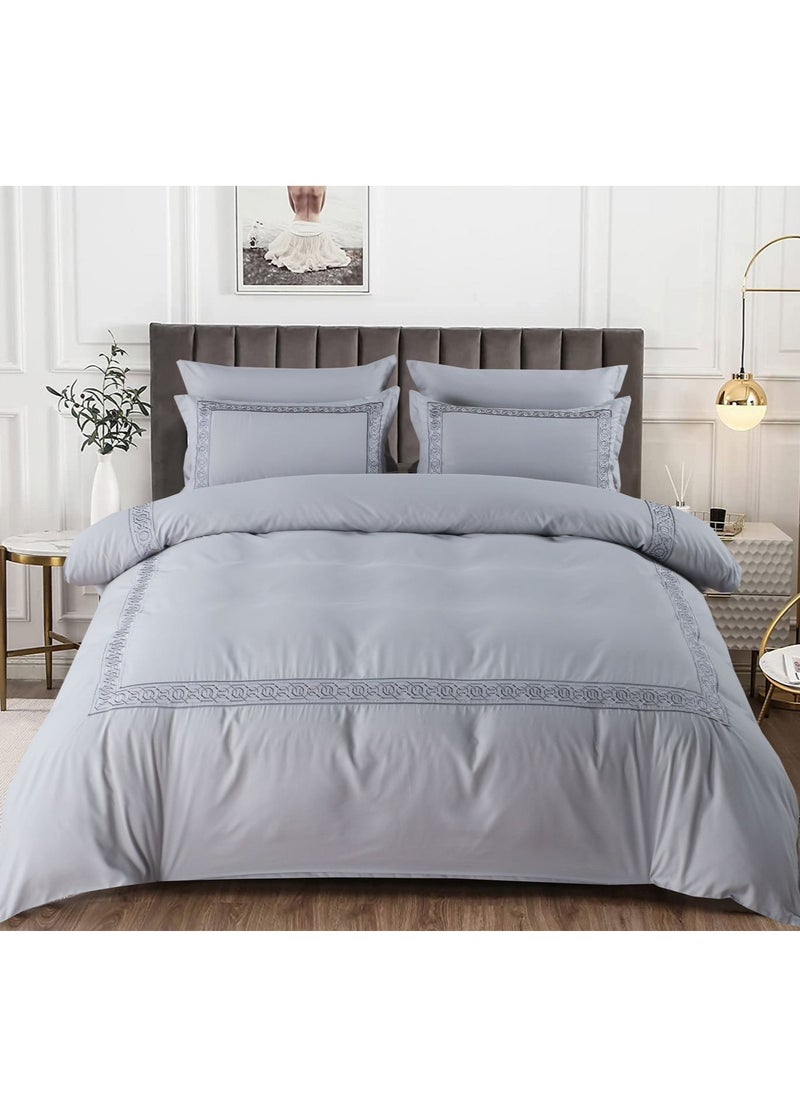 MMM HOME Embroidered 6pcs Super King/King/Single size High Cotton Hotel Master Quality Bedding Set Duvet Cover/Bedsheet/Pillow covers set