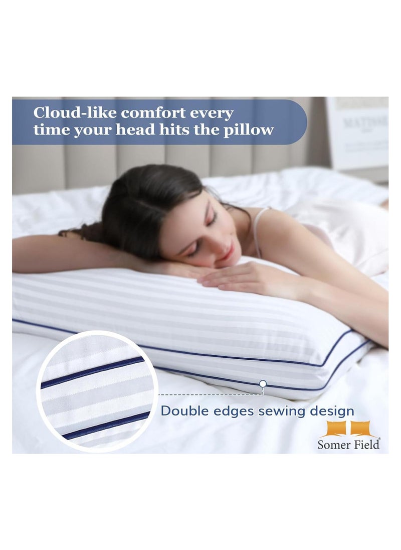 Somer Field - Bed Pillows for Sleeping Queen Size Set of 2 - Down Alternative Filling Pillow, Cooling Soft Hotel Quality Pillow for Back, Stomach or Side Sleepers, Full Size-20x30 Inch