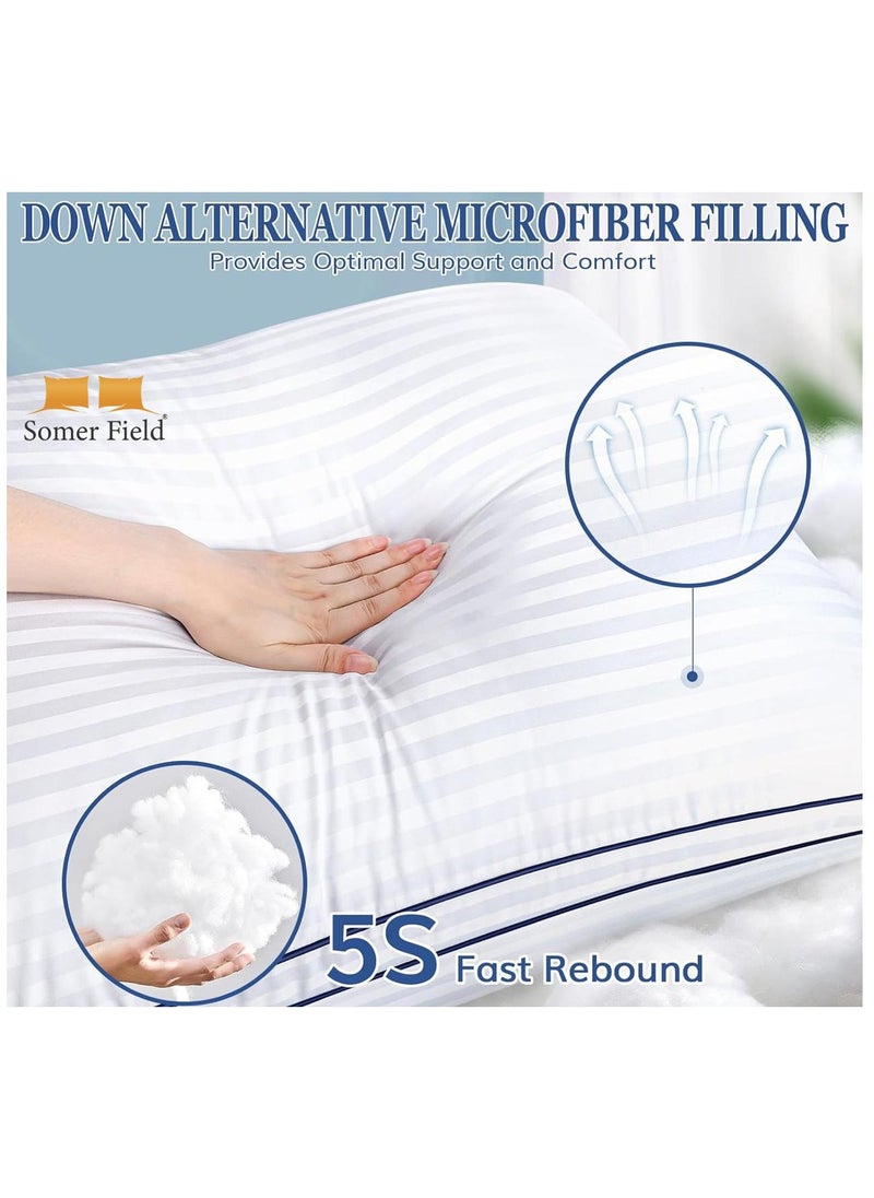 Somer Field - Bed Pillows for Sleeping Queen Size Set of 2 - Down Alternative Filling Pillow, Cooling Soft Hotel Quality Pillow for Back, Stomach or Side Sleepers, Full Size-20x30 Inch