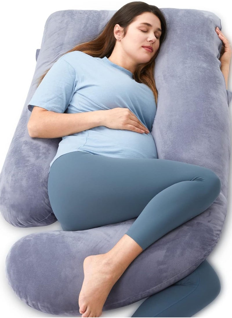 Momcozy Pregnancy Pillows for Sleeping, U Shaped Full Body Maternity Pillow with Removable Cover - Support for Back, Legs, Belly, HIPS for Pregnant Women, 57 Inch Pregnancy Pillow for Women, Grey