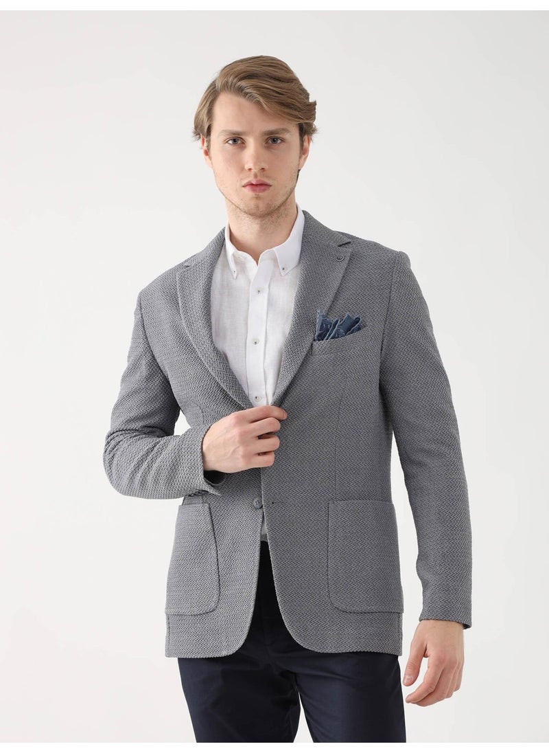 Gray Men's Slim Fit Mono Collar Jacket