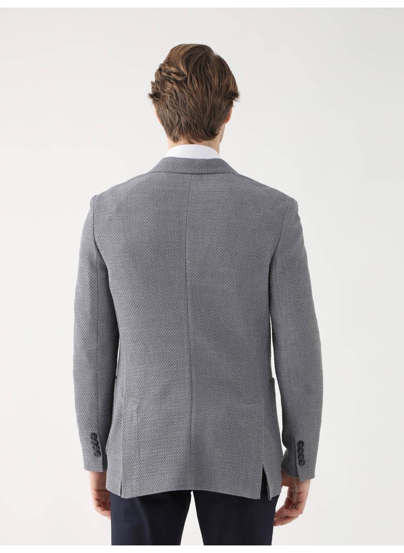 Gray Men's Slim Fit Mono Collar Jacket