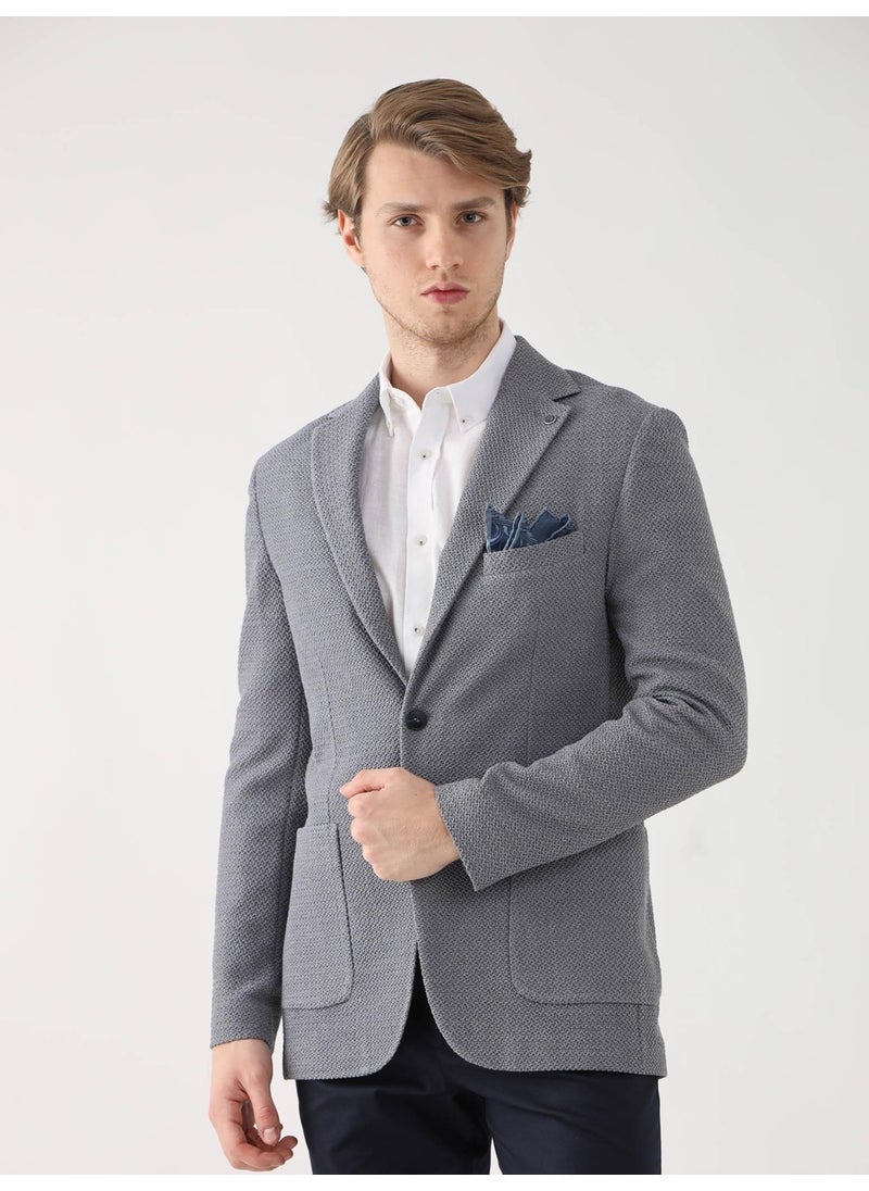 Gray Men's Slim Fit Mono Collar Jacket