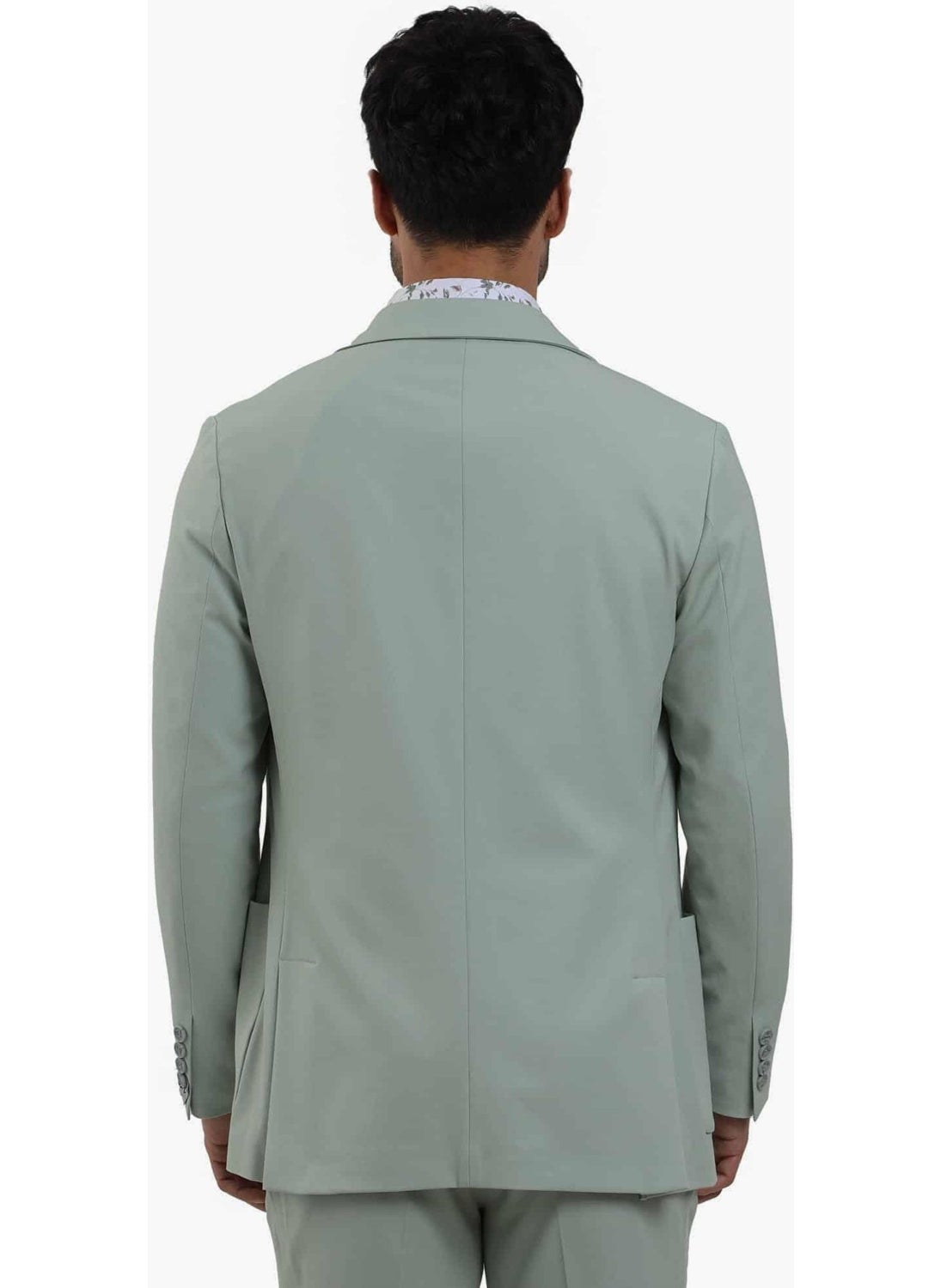 Green Men's Slim Fit Plain Mono Collar Casual Jacket 104431