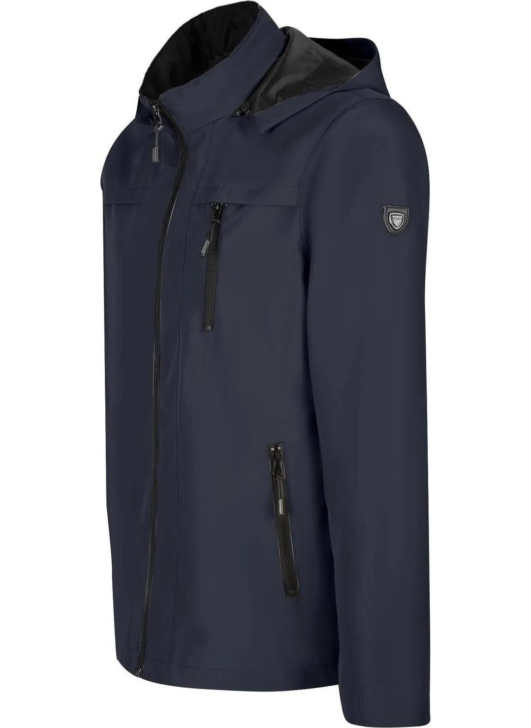 Men's Navy Blue 100% Waterproof Summer Coat with Removable Hood and Inner Pocket